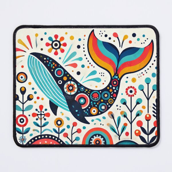 Item preview, Scandinavian Folk Art Rainbow Animals - Cute Colourful Humpback Whale by heidiannemorris designed and sold by FOLK ART FUSION by heidiannemorris.