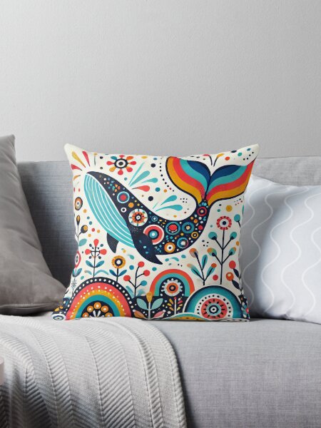 Artikel-Vorschau von Skandinavische Volkskunst-Regenbogen-Tiere - süßer bunter Buckelwal von heidiannemorris, designt und verkauft von FOLK ART FUSION by heidiannemorris.