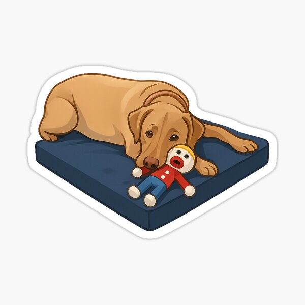 Artikel-Vorschau von Hund und Spielzeug im Bett, designt und verkauft von mvcooley.