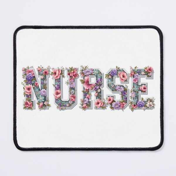 Item preview, Nurse in varsity typography, delicate floral pattern designed and sold by naatala.