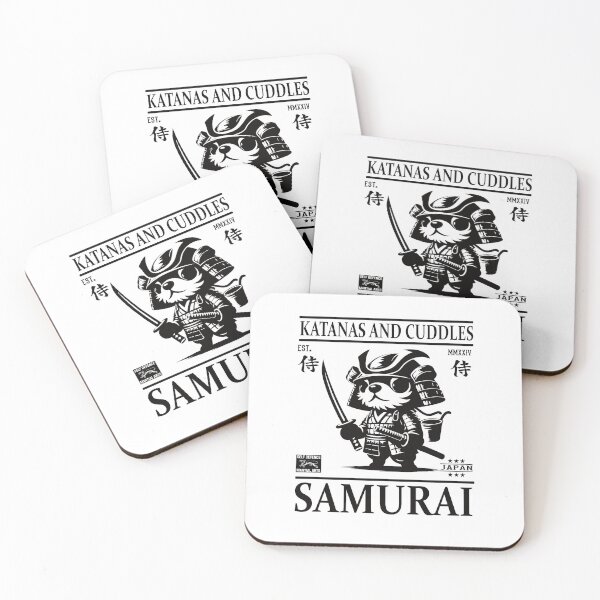 Item preview, Cute Samurai Dog – Fighting & Cuddling designed and sold by RetroMaritalArt.