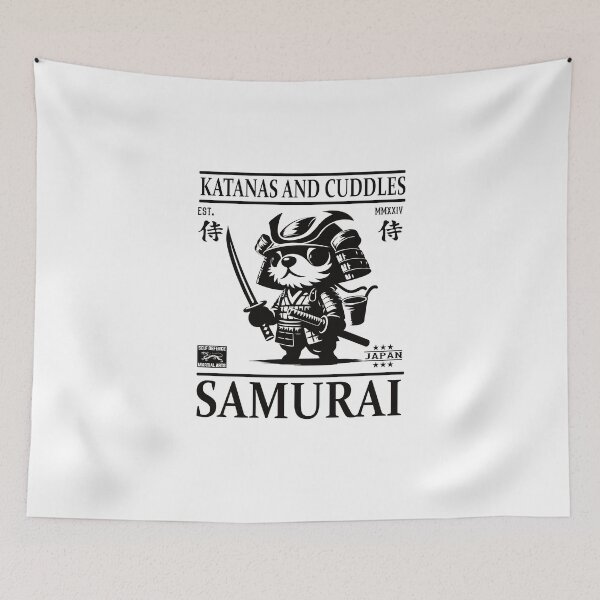 Item preview, Cute Samurai Dog – Fighting & Cuddling designed and sold by RetroMaritalArt.