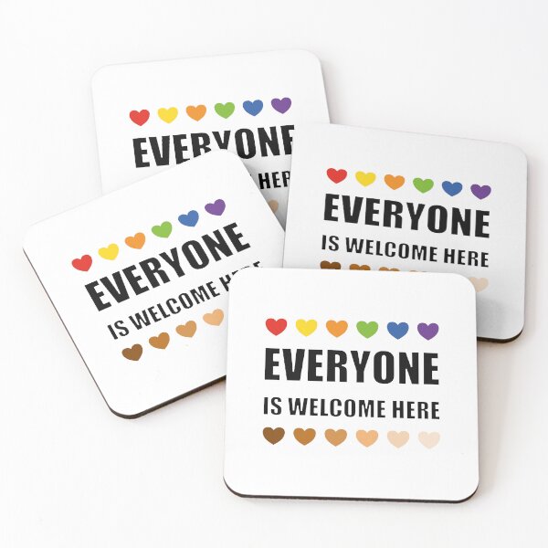 Item preview, Everyone Is Welcome Here - LGBT Black Brown Hearts designed and sold by Inspirationmotivation.