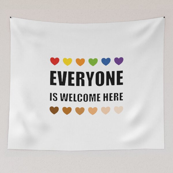 Item preview, Everyone Is Welcome Here - LGBT Black Brown Hearts designed and sold by Inspirationmotivation.