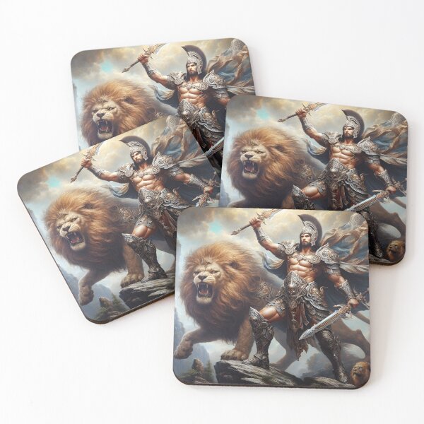 Item preview, Berserker Warrior and his Lion designed and sold by GalleryBrisArt.
