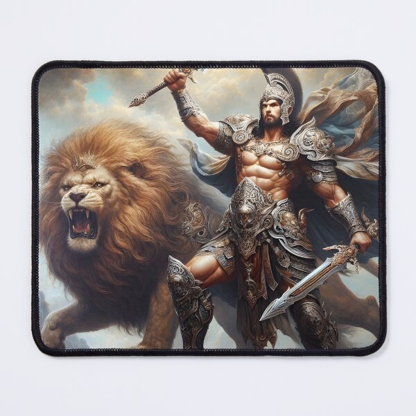 Item preview, Berserker Warrior and his Lion designed and sold by GalleryBrisArt.