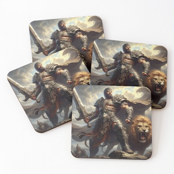 Item preview, Berserker Warrior and his Lion designed and sold by GalleryBrisArt.