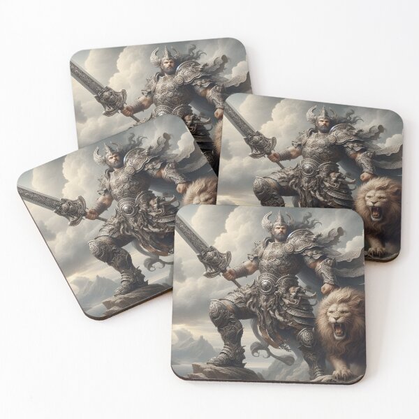 Item preview, Berserker Warrior and his Lion designed and sold by GalleryBrisArt.