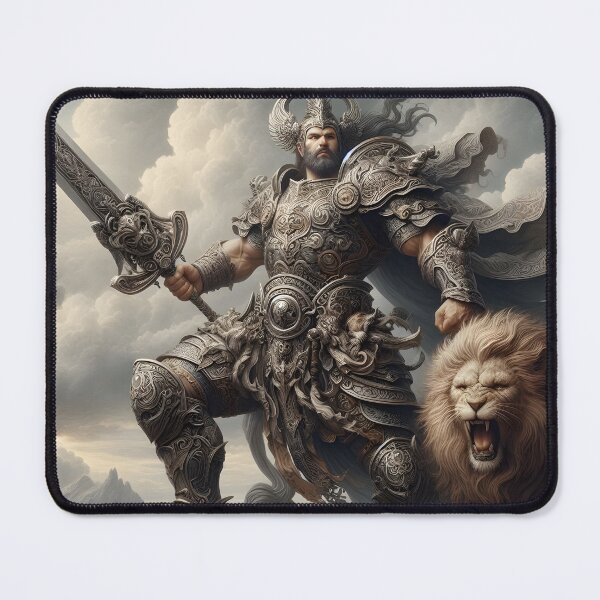 Item preview, Berserker Warrior and his Lion designed and sold by GalleryBrisArt.