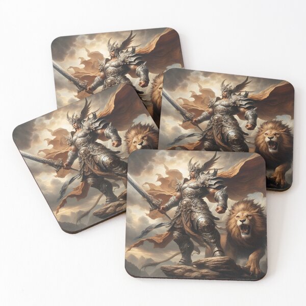 Item preview, Berserker Warrior and his Lion designed and sold by GalleryBrisArt.