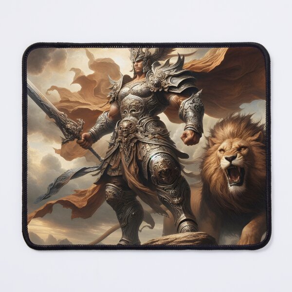 Item preview, Berserker Warrior and his Lion designed and sold by GalleryBrisArt.