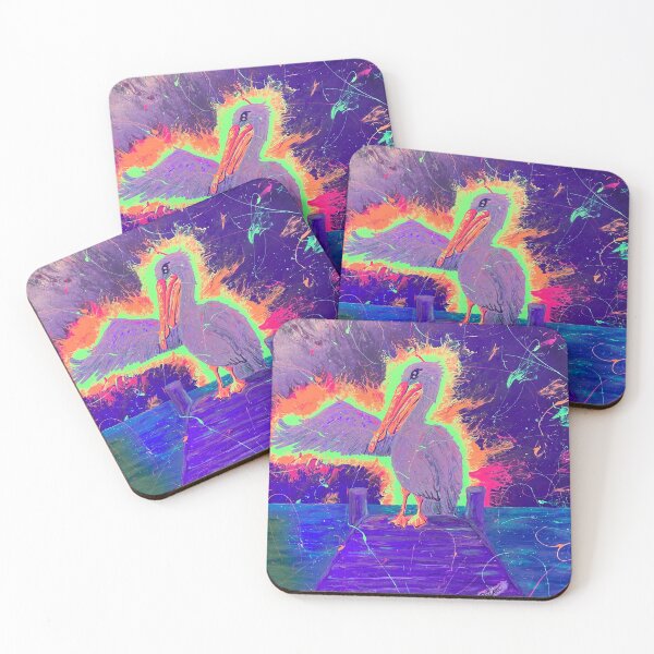 Item preview, Neon pelican quay turquoise water night designed and sold by PGKINART.