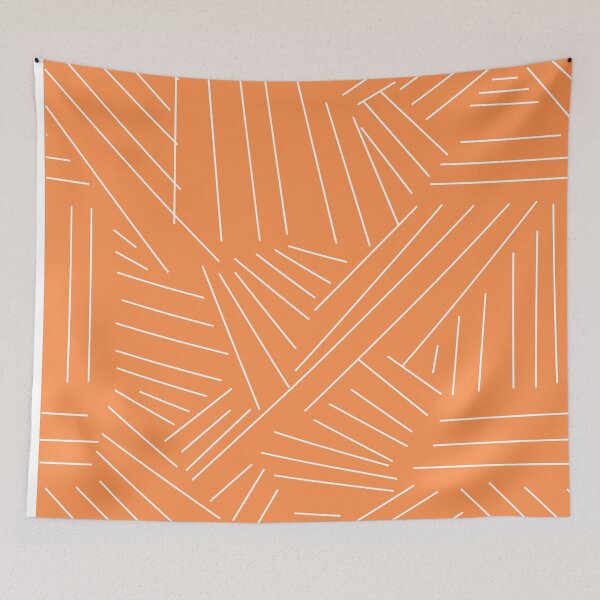 Item preview, Minimalist Geometric Line Chaos – Orange & White designed and sold by Doodle Whimsy.