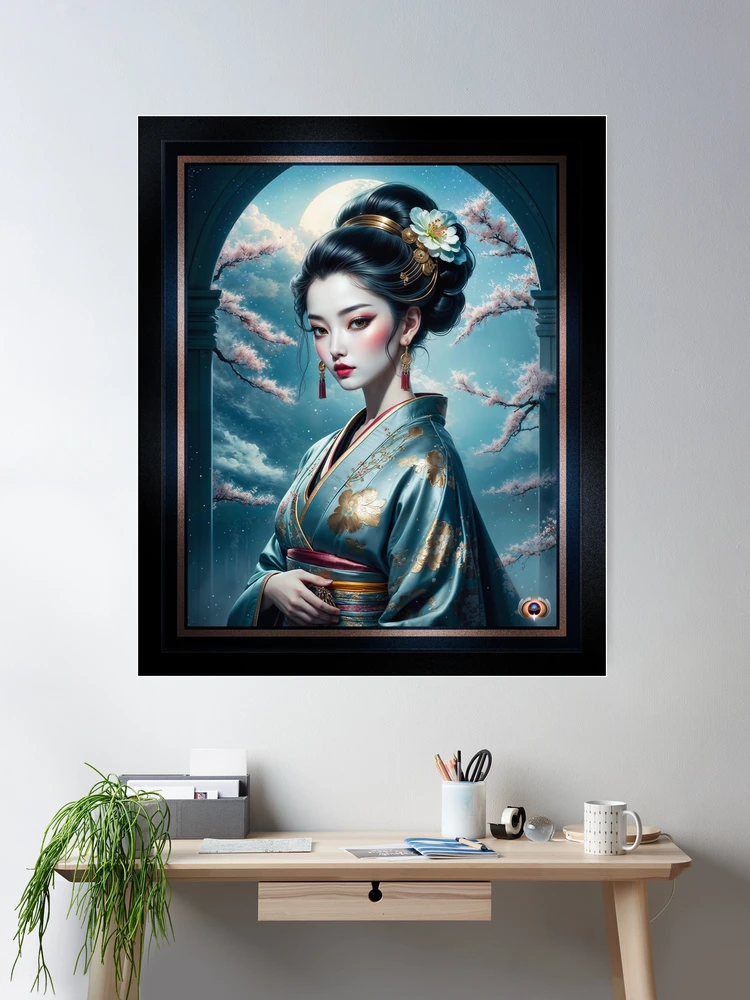 Yuriko Hanamizu In Moonlit Serenity Surrounded By Blossoms AI Concept Art by Xzendor7 | Beauty By Moonlight 2 Yuriko Hanamizu In Moonlit Serenity Surrounded By Blossoms Enchanting AI Concept Art by Xzendor7 Room Decor Poster Art Print