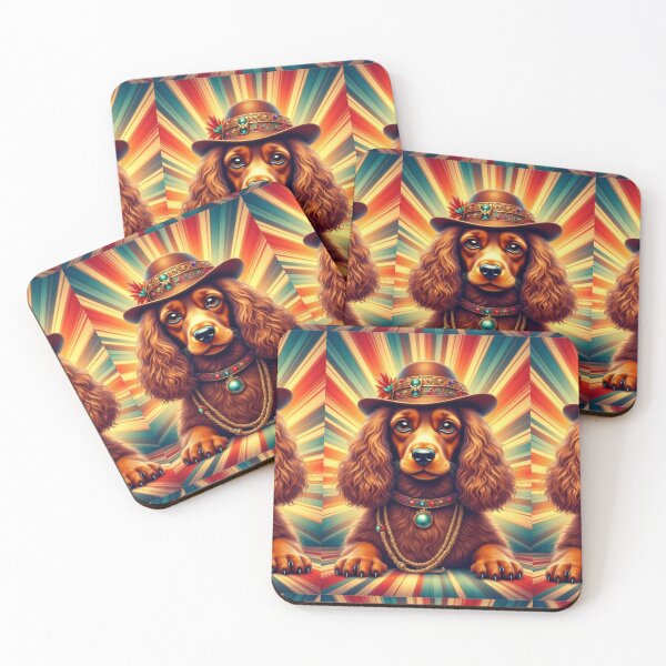 Item preview, Cocker spaniel retro in hat with jewellery designed and sold by Coolparrotgirl.