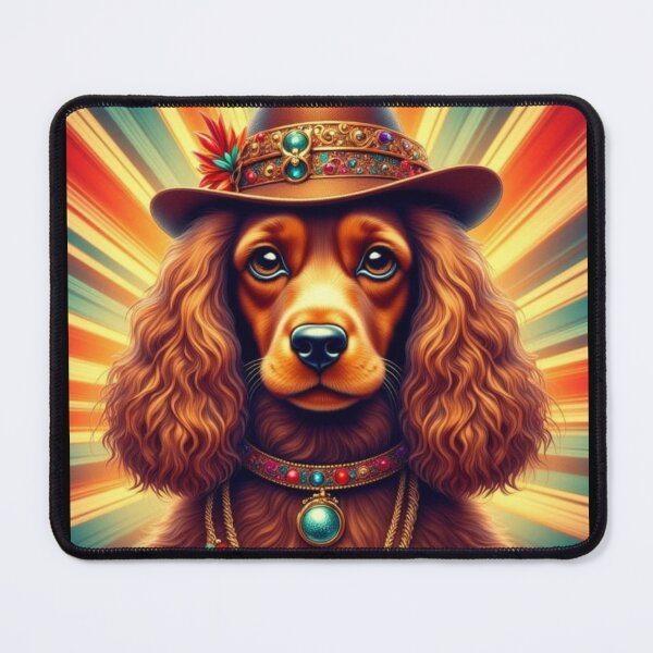 Item preview, Cocker spaniel retro in hat with jewellery designed and sold by Coolparrotgirl.