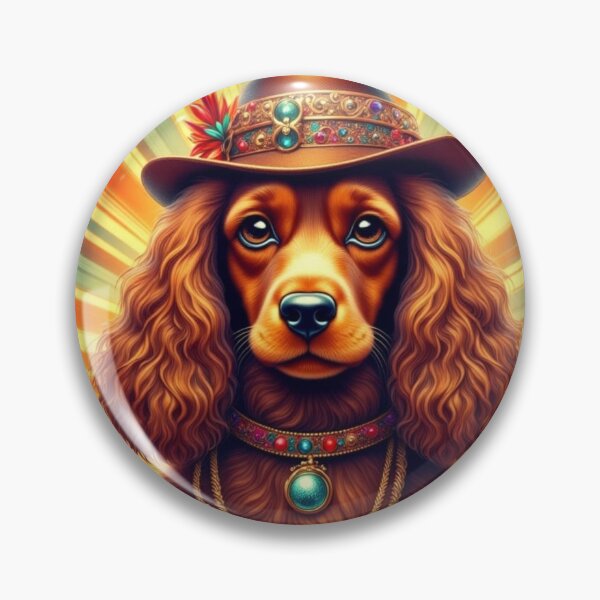 Item preview, Cocker spaniel retro in hat with jewellery designed and sold by Coolparrotgirl.