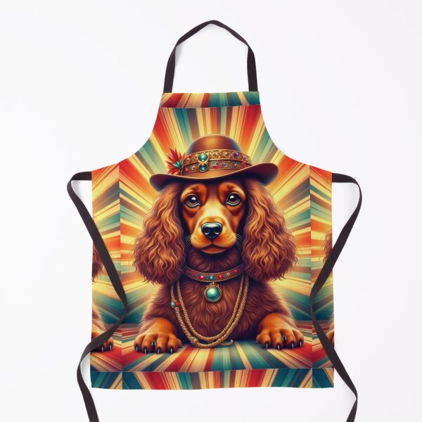 Item preview, Cocker spaniel retro in hat with jewellery designed and sold by Coolparrotgirl.