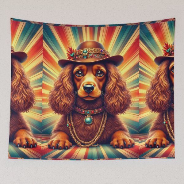 Item preview, Cocker spaniel retro in hat with jewellery designed and sold by Coolparrotgirl.