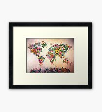 world map floral 4 Framed Print