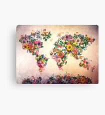 world map floral 4 Canvas Print