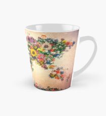Weltkarte mit Blumen 4 Tasse (konisch)