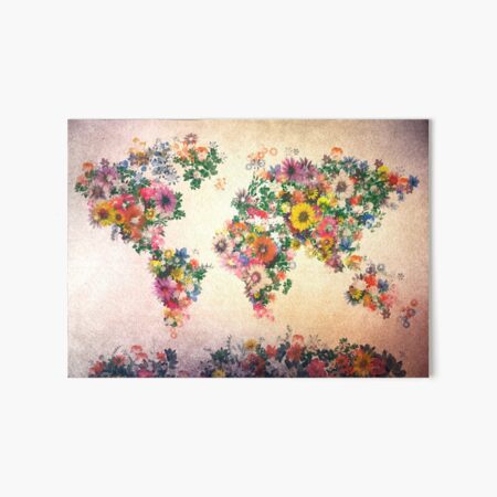 world map floral 4 Art Board Print