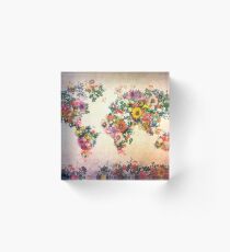 Bloque acrílico mapa del mundo floral 4