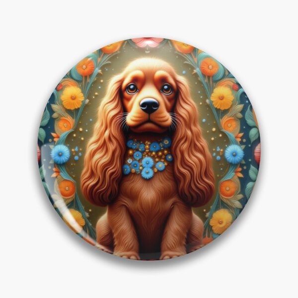 Item preview, Cocker spaniel retro with flowers designed and sold by Coolparrotgirl.
