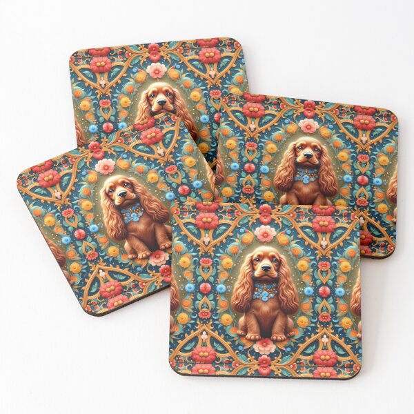 Item preview, Cocker spaniel retro with flowers designed and sold by Coolparrotgirl.