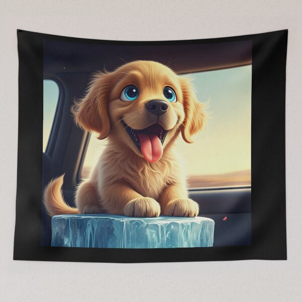 Item preview, Whimsical Watercolor Dog Puppy in Car, Feeling Wind in Its Fur designed and sold by rgagliardi2017.