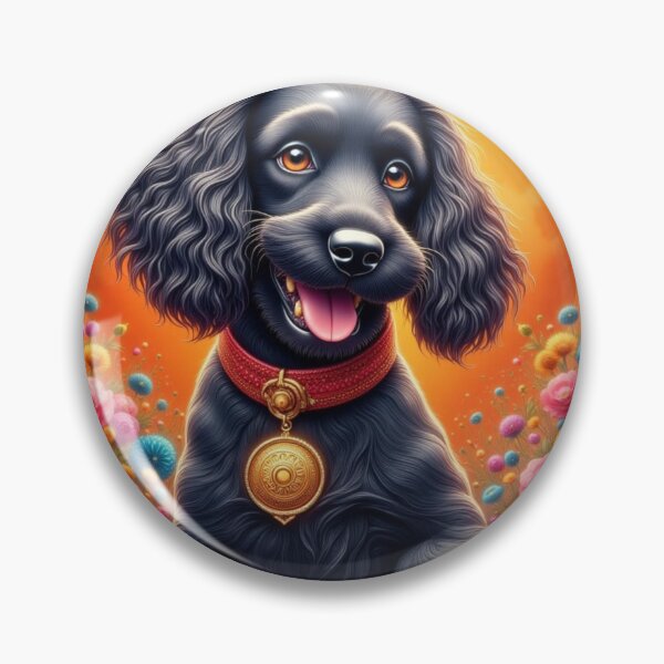 Item preview, Cocker spaniel black puppy with flowers designed and sold by Coolparrotgirl.