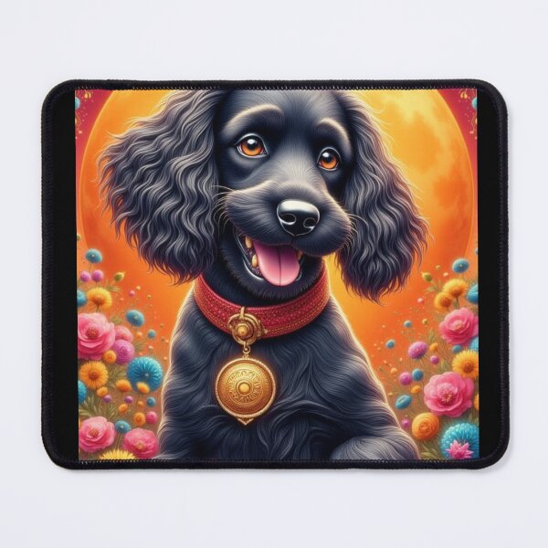 Item preview, Cocker spaniel black puppy with flowers designed and sold by Coolparrotgirl.