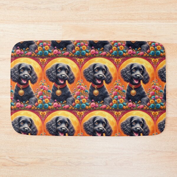 Item preview, Cocker spaniel black puppy with flowers designed and sold by Coolparrotgirl.
