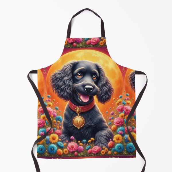 Item preview, Cocker spaniel black puppy with flowers designed and sold by Coolparrotgirl.