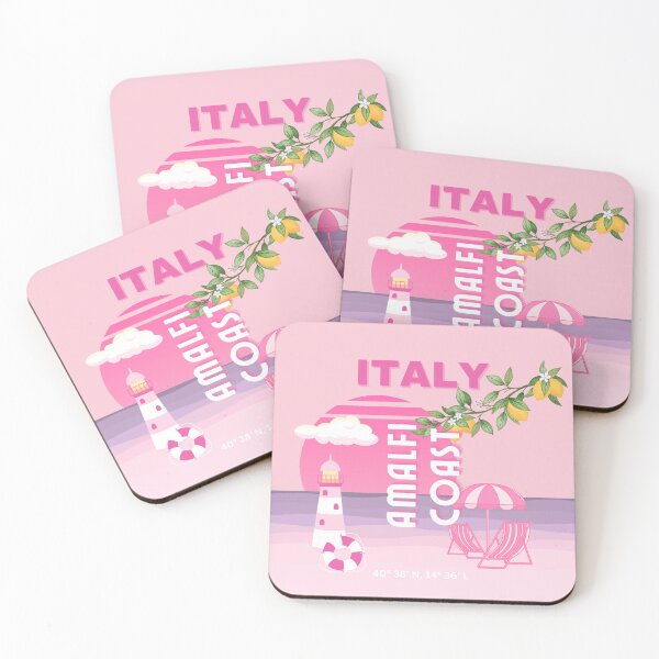 Item preview, Amalfi Coast, Preppy Travel, Pink designed and sold by Magic Love Art Print.