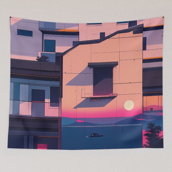 Item preview, Sunset Mirage Y2K Vaporwave Dreamscape designed and sold by Bearabilia.