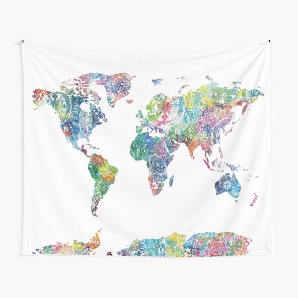 world map mandala 6 Tapestry