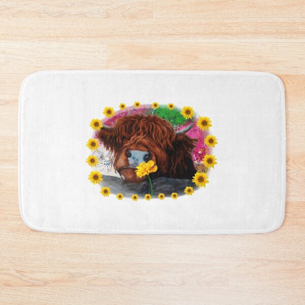 Item preview, Highland cow, sunflowers, yellow flowers,  designed and sold by NessArtByEwa.
