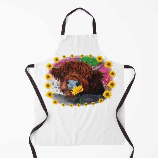 Item preview, Highland cow, sunflowers, yellow flowers,  designed and sold by NessArtByEwa.