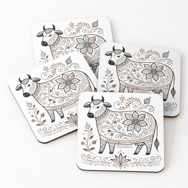 Item preview, Pichwai-Inspired Sacred Cow – Symbol of Grace and Devotion designed and sold by Dream Bloom Gallery.