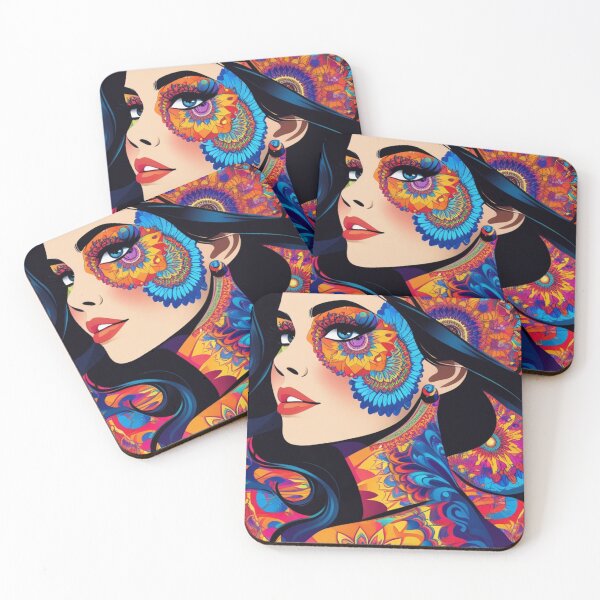 Item preview, Vibrant Psychedelic Floral Makeup - Woman Portrait designed and sold by Ab.stylelab.