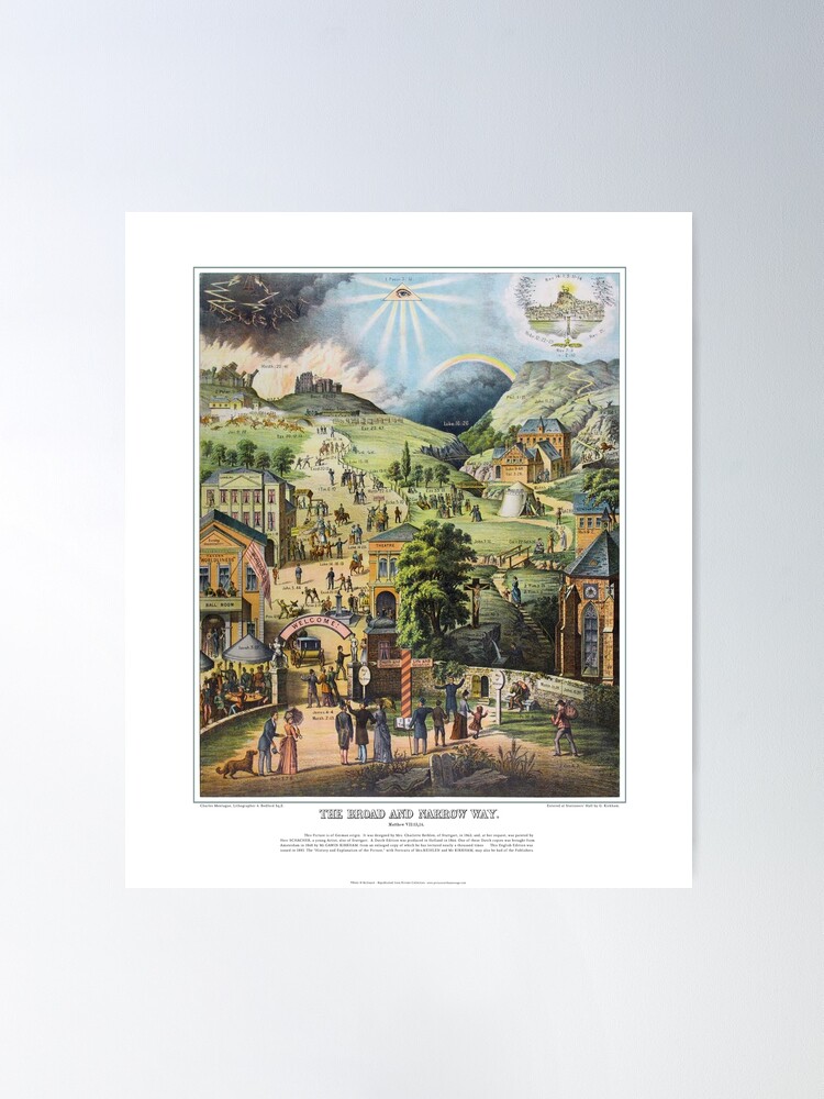 Alternate view of The Broad and the Narrow Way - 1883 English Edition Poster