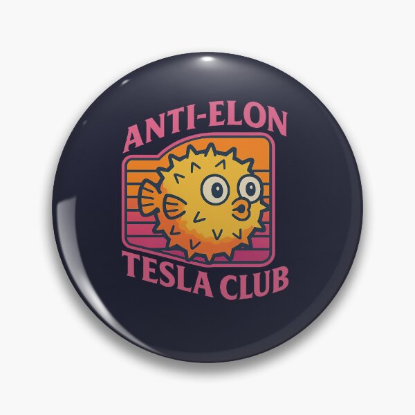 Item preview, Anti-Elon Tesla Club – Retro Arcade Pufferfish Logo designed and sold by Bratak.