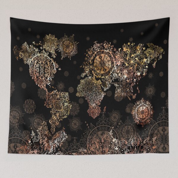Item preview, world map mandala gold designed and sold by BekimART.