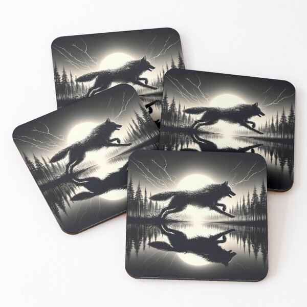 Item preview, Running Wolf Reflection, Ai Generated Art  designed and sold by ACC .