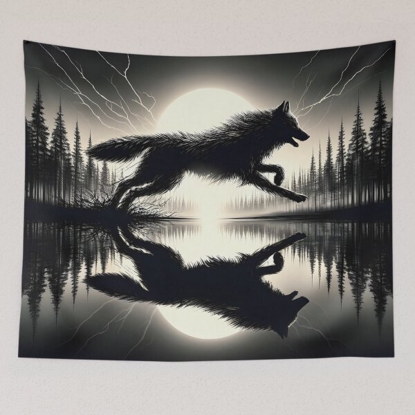 Item preview, Running Wolf Reflection, Ai Generated Art  designed and sold by ACC .