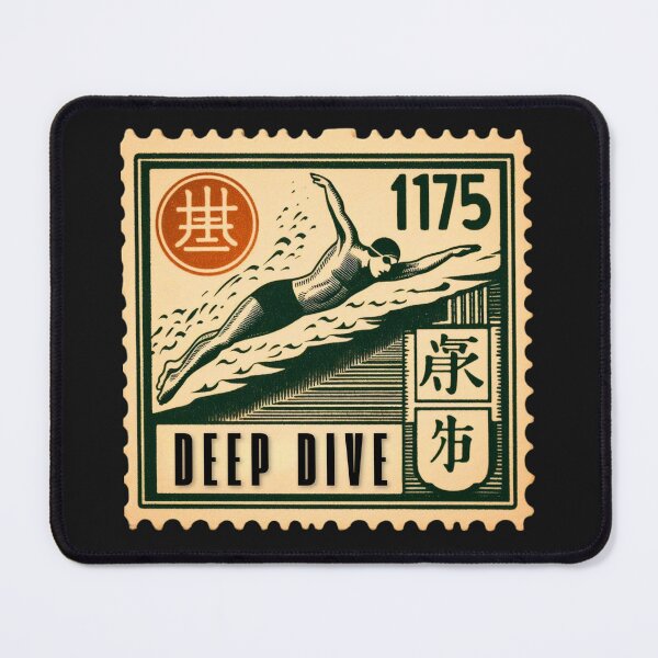 Item preview, Deep Dive Swimming Vintage Postage Stamp Retro Aesthetic Design designed and sold by No1RetroStamps.