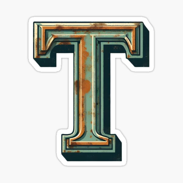 Letter T Graphic in Vintage Style Sticker