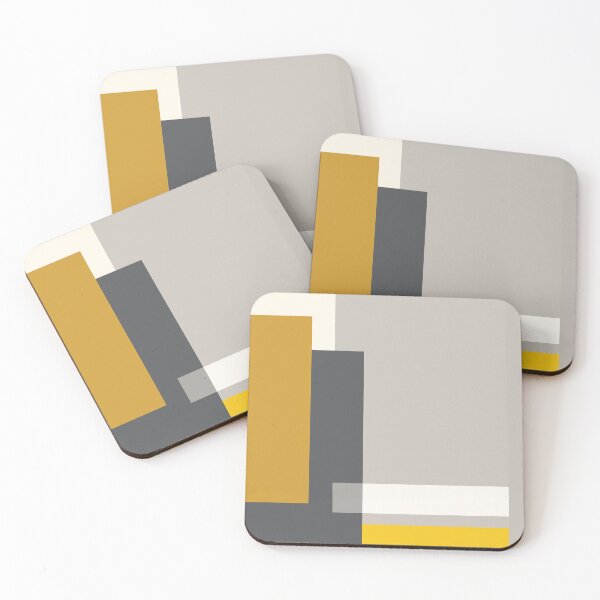 Item preview, Modern Geometric Artwork - "In the city" Yellow and Grey Abstract Art designed and sold by A-Deco.